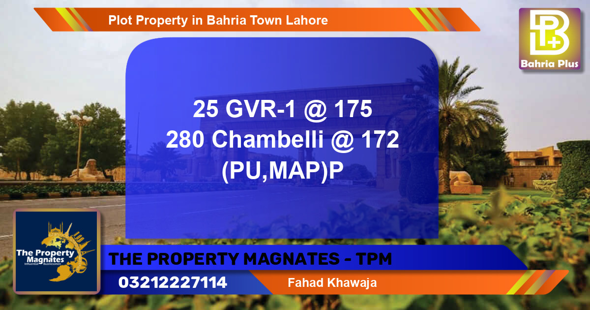 Residential Plot for Sale in Bahria Town, Lahore - (BP-82864)