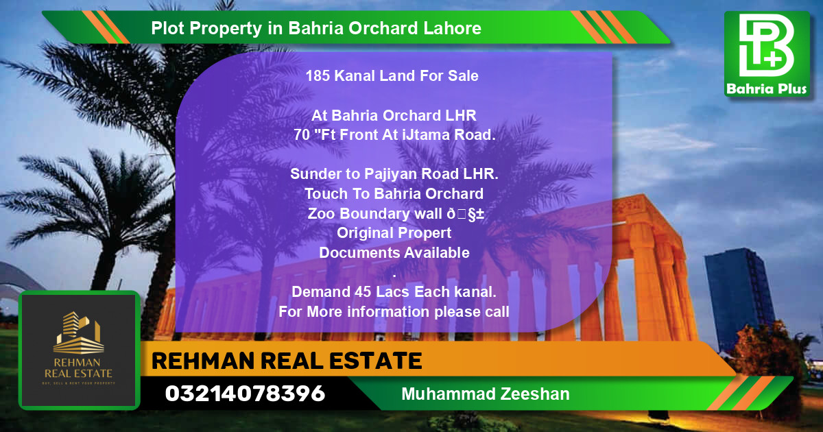 Residential Plot for Sale in Bahria Orchard, Lahore - (BP-82883)