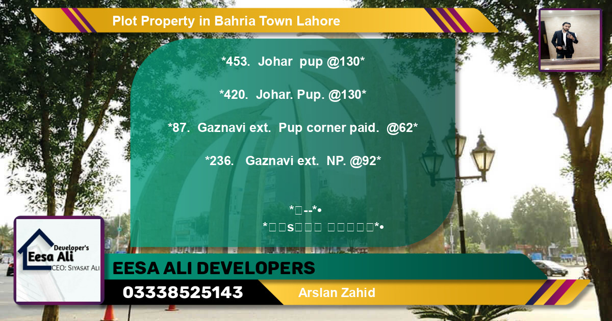 Residential Plot for Sale in Bahria Town, Lahore - (BP-82886)