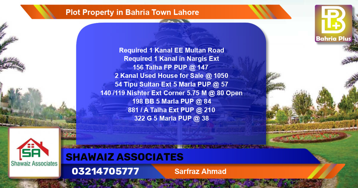 Residential Plot for Sale in Bahria Town, Lahore - (BP-82893)