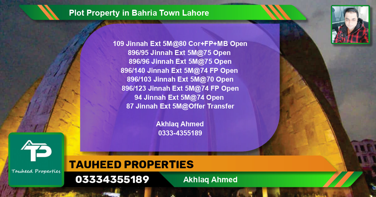 Residential Plot for Sale in Bahria Town, Lahore - (BP-82909)