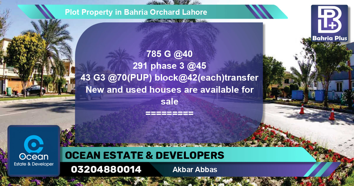 Residential Plot for Sale in Bahria Orchard, Lahore - (BP-82940)