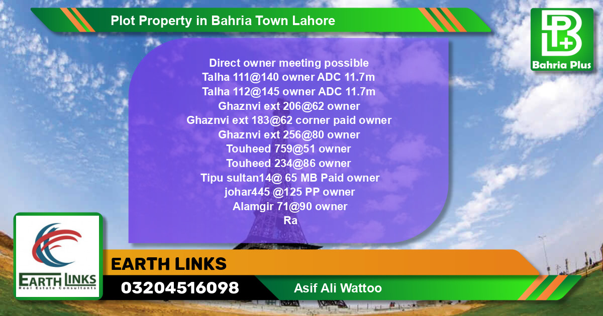 Residential Plot for Sale in Bahria Town, Lahore - (BP-82952)