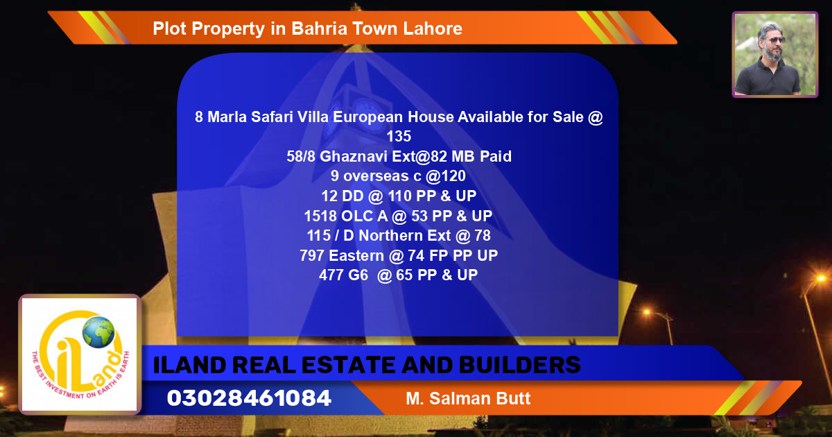 Residential Plot for Sale in Bahria Town, Lahore - (BP-82955)