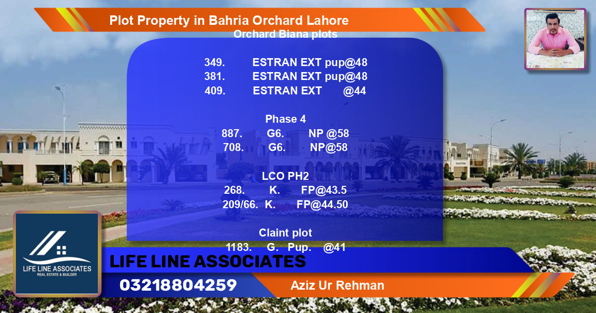 Residential Plot for Sale in Bahria Orchard, Lahore - (BP-82999)