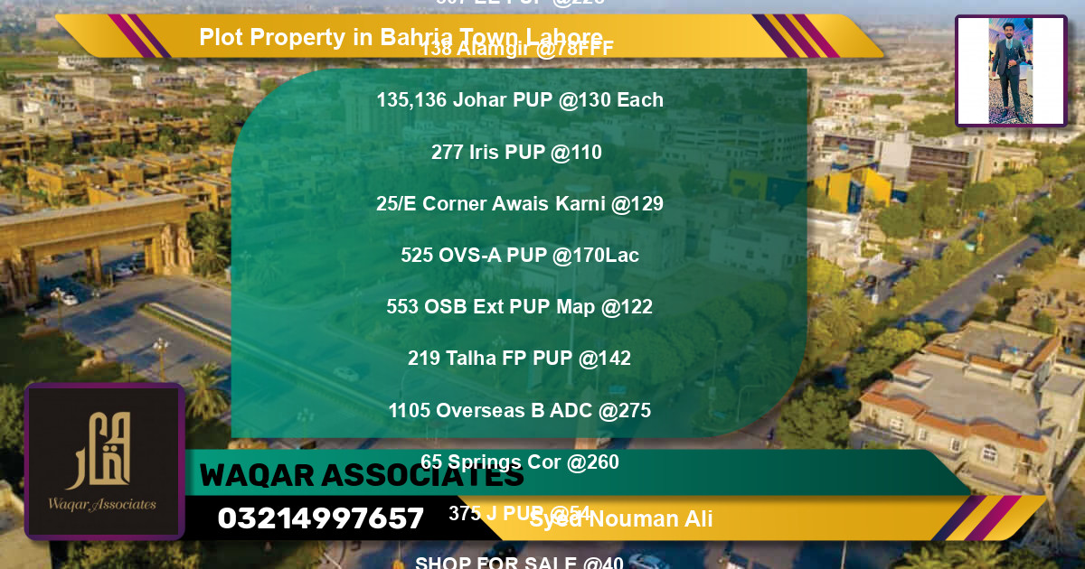 Residential Plot for Sale in Bahria Town, Lahore - (BP-83009)