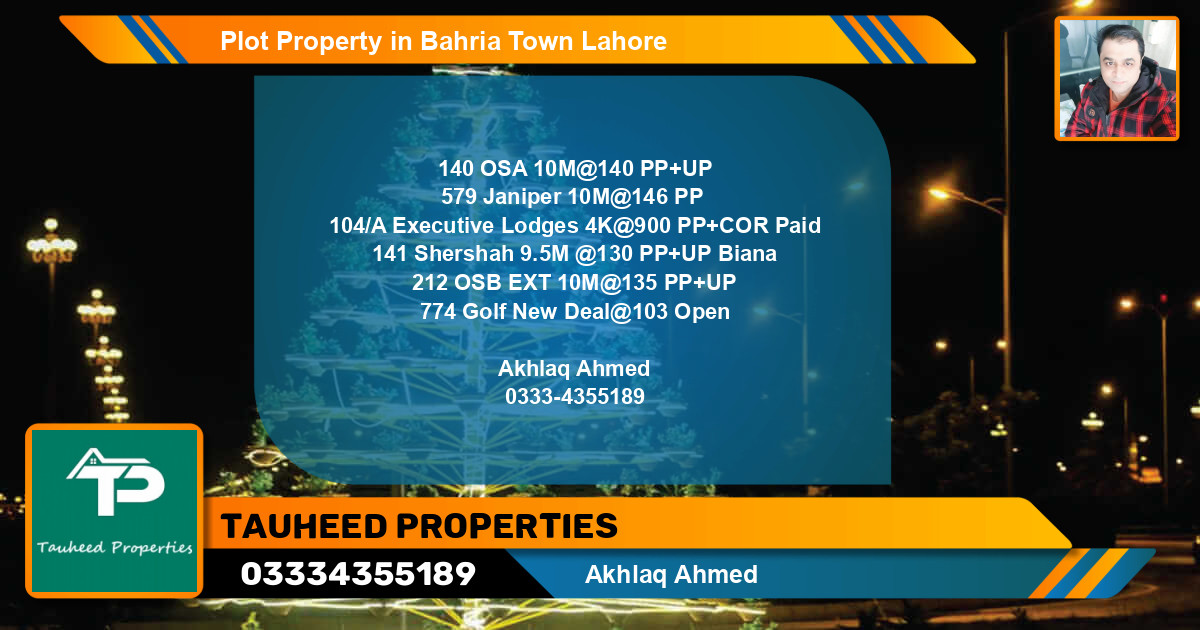 Residential Plot for Sale in Bahria Town, Lahore - (BP-83013)