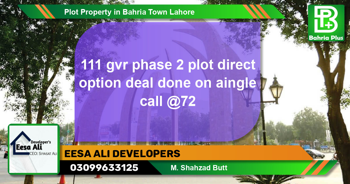 Residential Plot for Sale in Bahria Town, Lahore - (BP-83019)