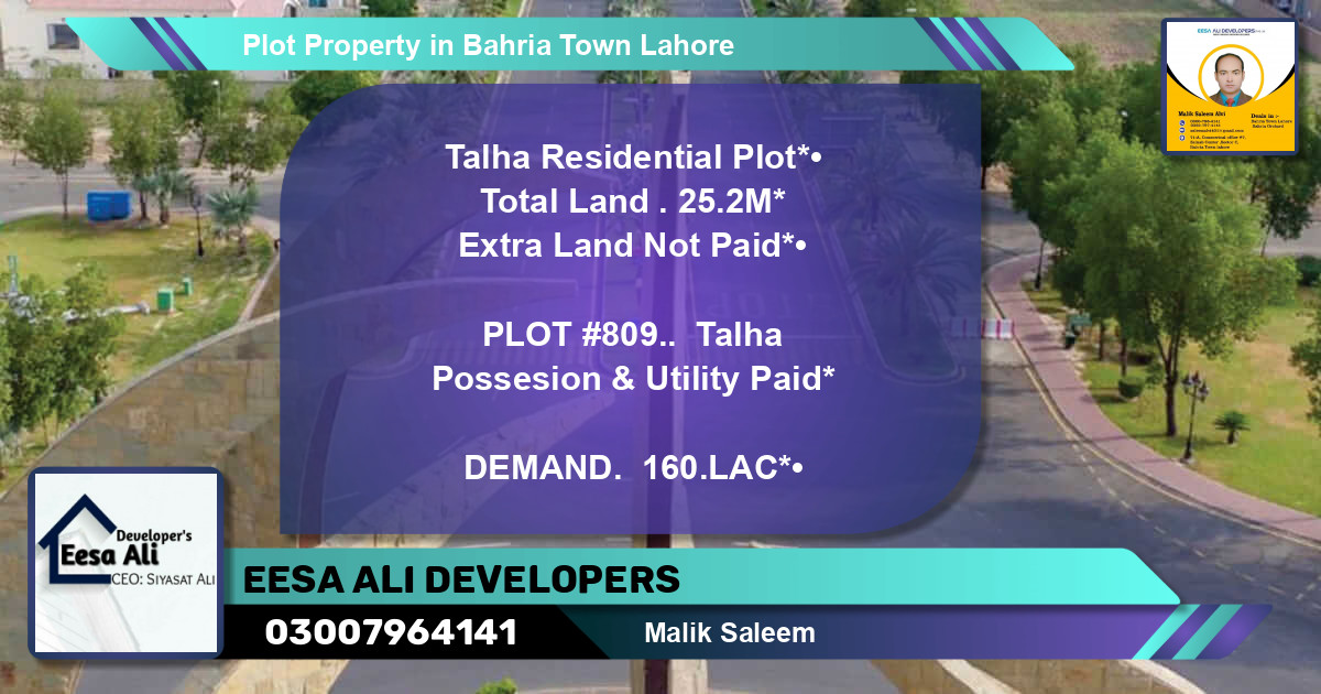 Residential Plot for Sale in Bahria Town, Lahore - (BP-83050)