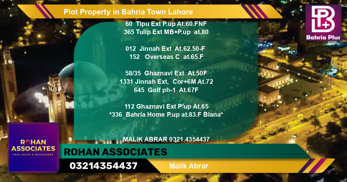 Residential Plot for Sale in Bahria Town, Lahore - (BP-83077)