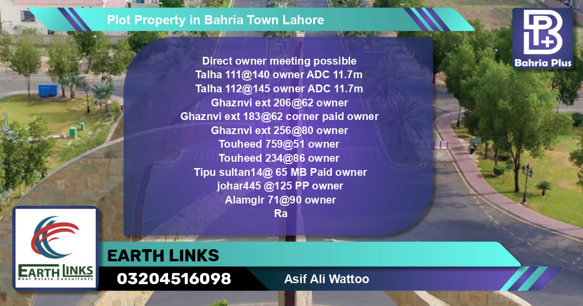 Residential Plot for Sale in Bahria Town, Lahore - (BP-83089)