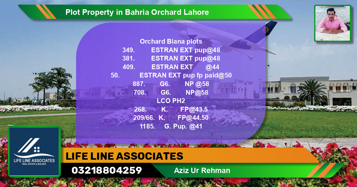 Residential Plot for Sale in Bahria Orchard, Lahore - (BP-83103)