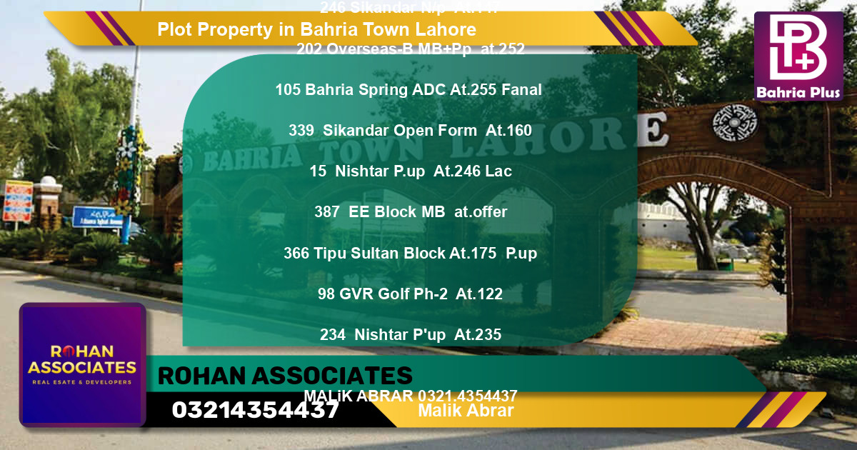 Residential Plot for Sale in Bahria Town, Lahore - (BP-83123)