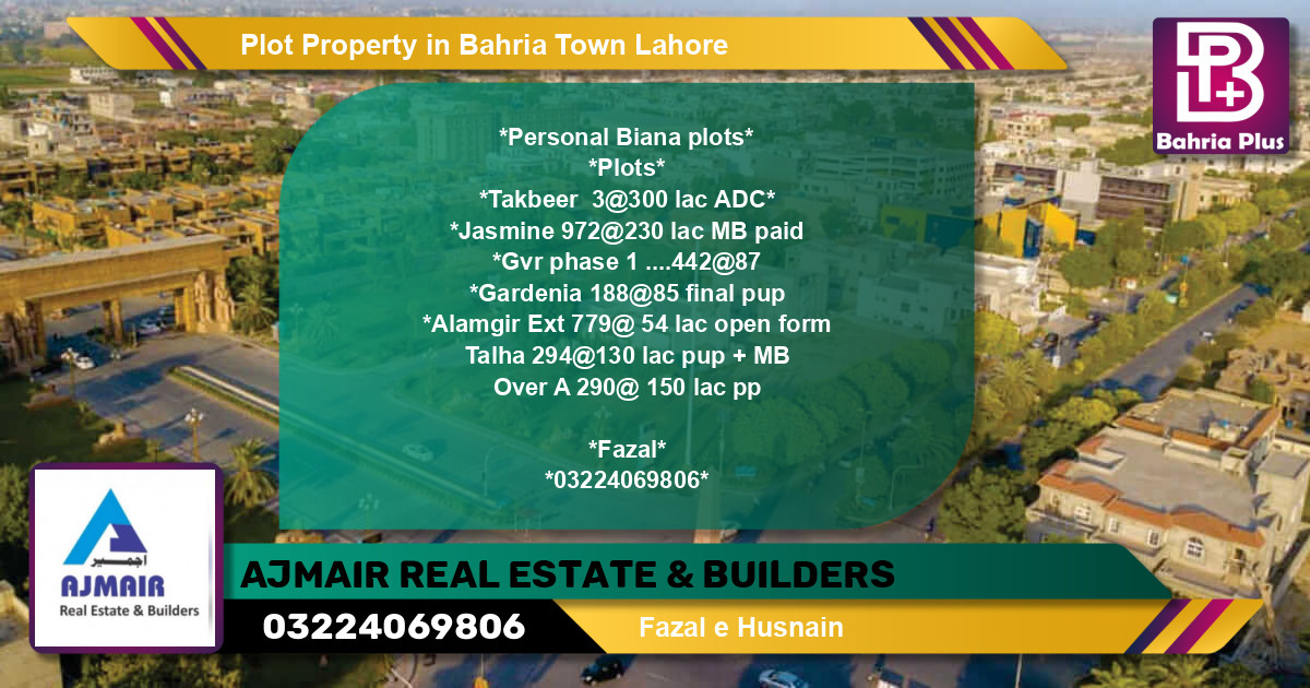 Residential Plot for Sale in Bahria Town, Lahore - (BP-83140)