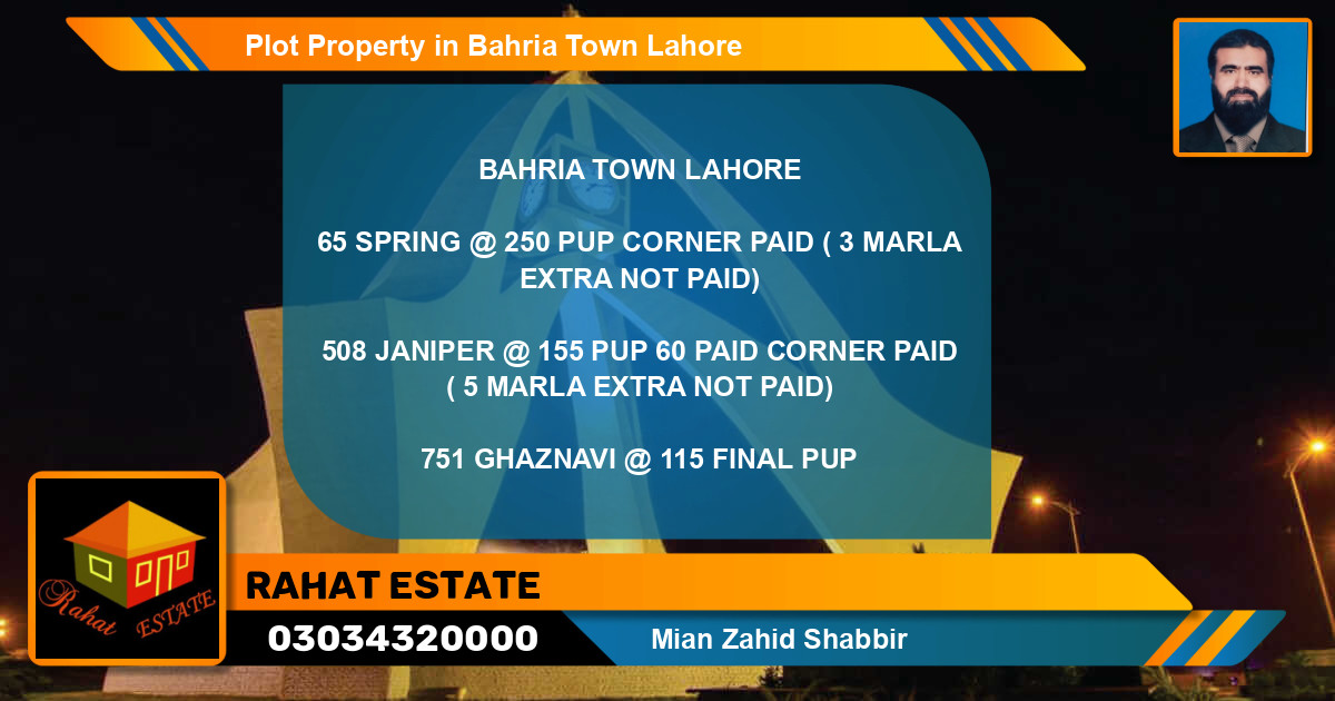 Residential Plot for Sale in Bahria Town, Lahore - (BP-83145)