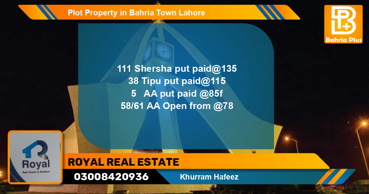 Residential Plot for Sale in Bahria Town, Lahore - (BP-83170)