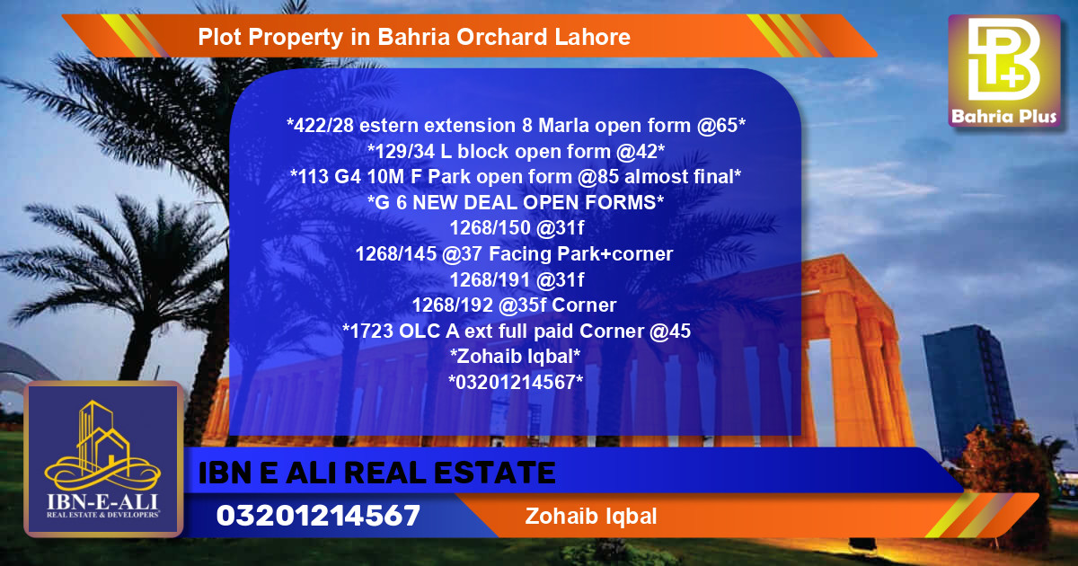 Residential Plot for Sale in Bahria Orchard, Lahore - (BP-83180)