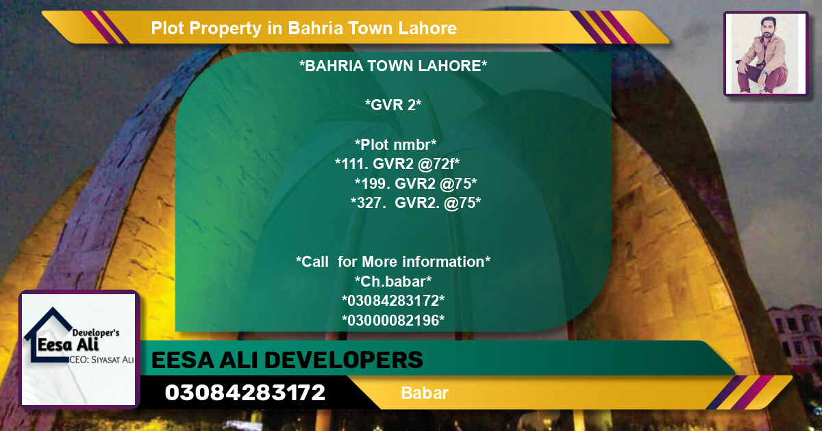 Residential Plot for Sale in Bahria Town, Lahore - (BP-83185)