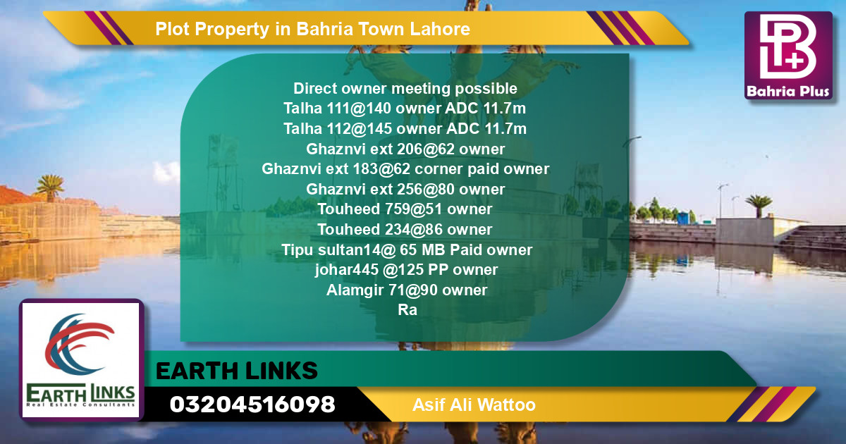 Residential Plot for Sale in Bahria Town, Lahore - (BP-83188)