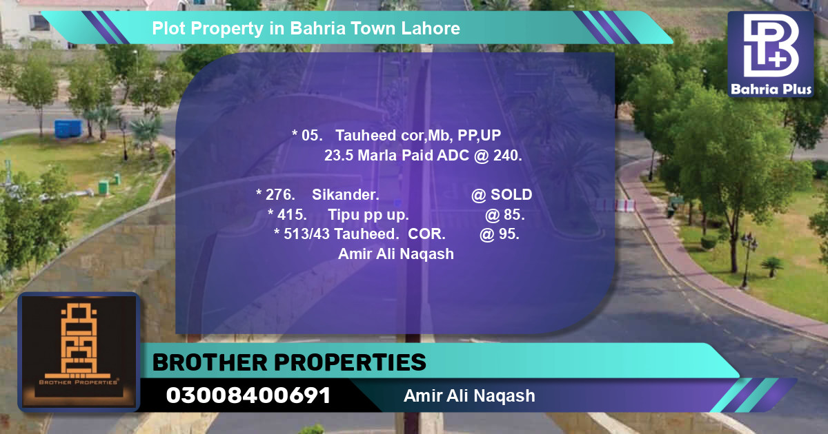 Residential Plot for Sale in Bahria Town, Lahore - (BP-83195)