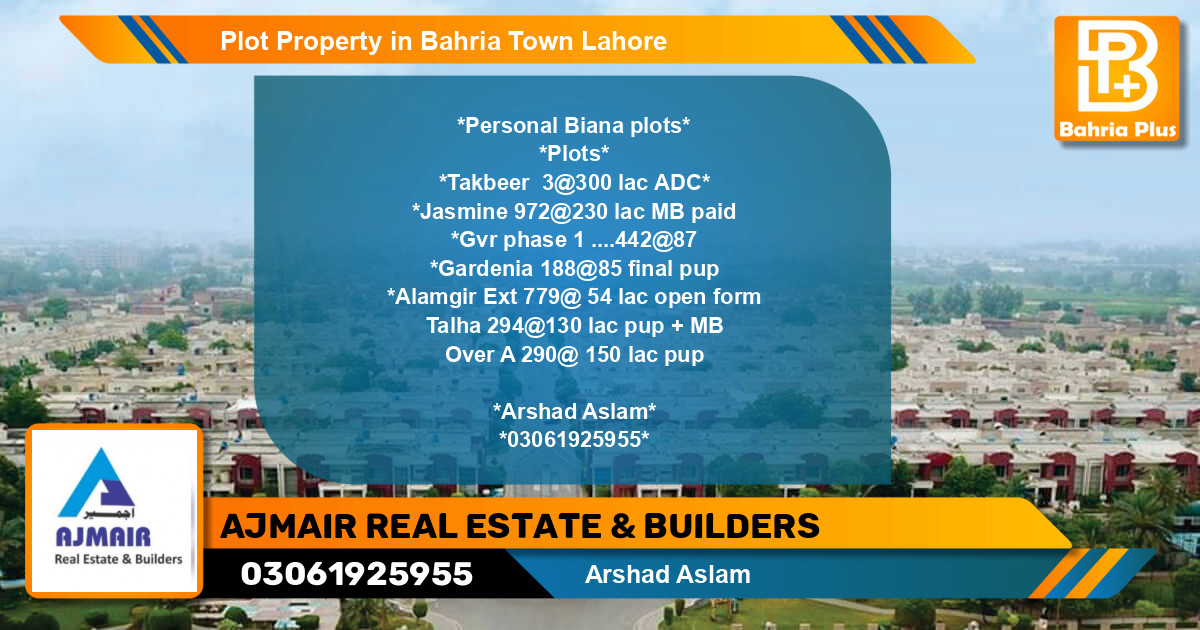 Residential Plot for Sale in Bahria Town, Lahore - (BP-83199)