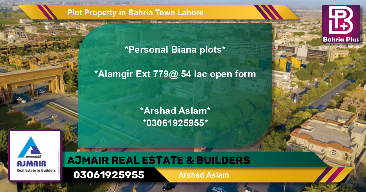 Residential Plot for Sale in Sector F - Alamgir Block -  Bahria Town, Lahore - (BP-83202)
