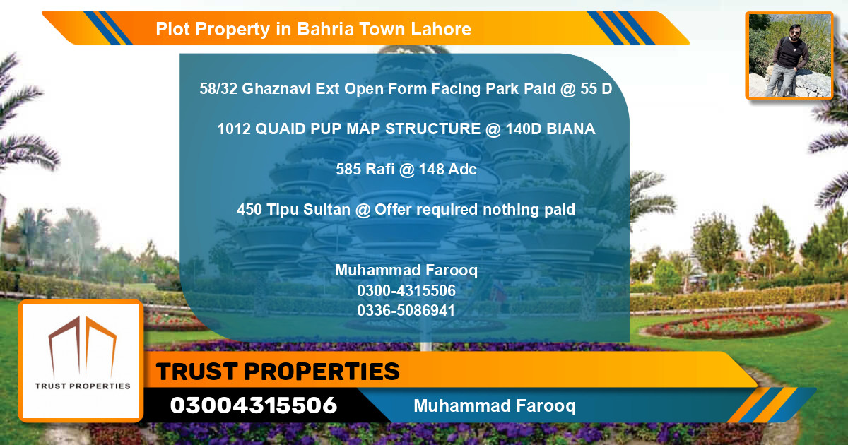 Residential Plot for Sale in Bahria Town, Lahore - (BP-83224)