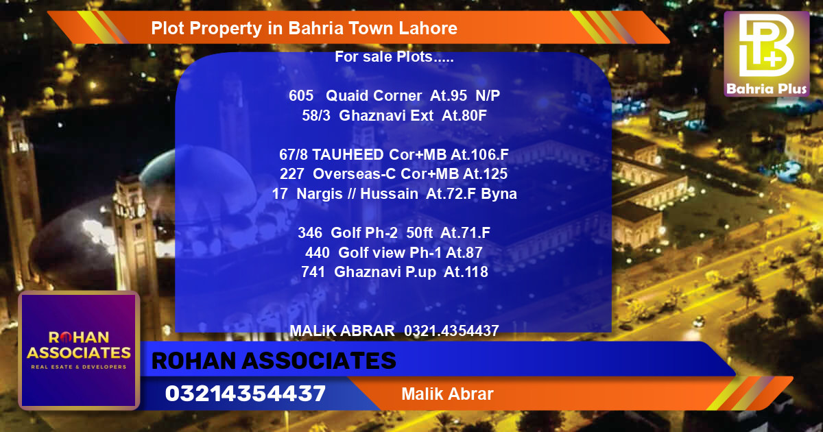 Residential Plot for Sale in Bahria Town, Lahore - (BP-83234)