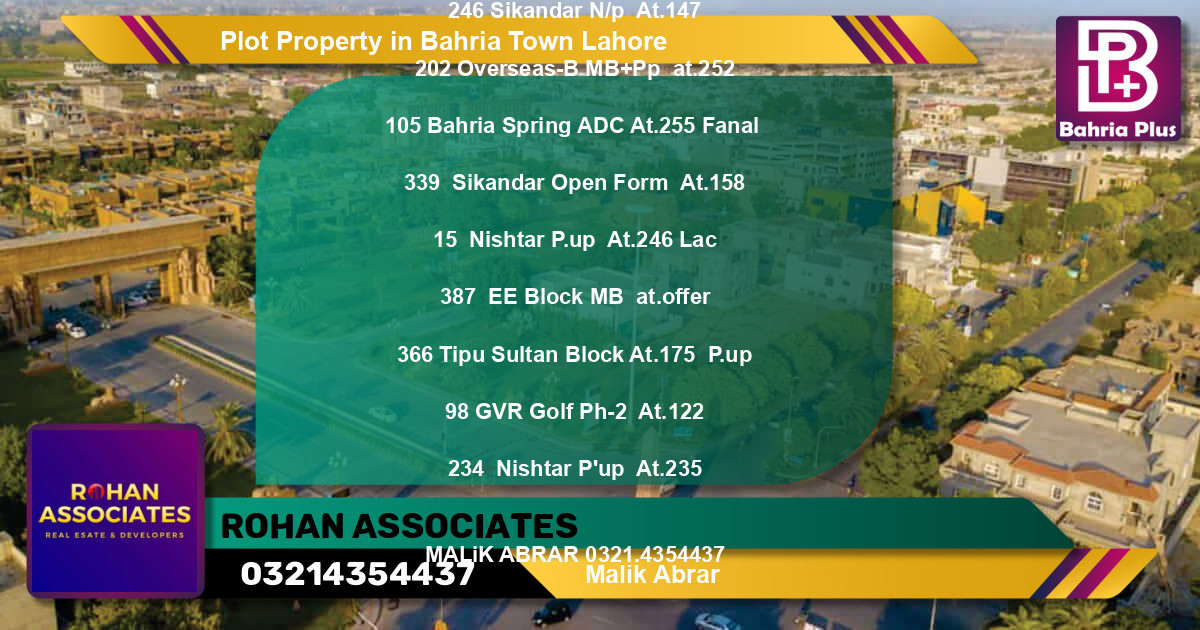 Residential Plot for Sale in Bahria Town, Lahore - (BP-83236)