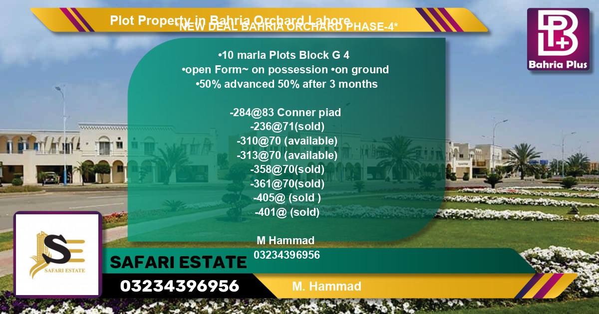 Residential Plot for Sale in Bahria Orchard, Lahore - (BP-83253)