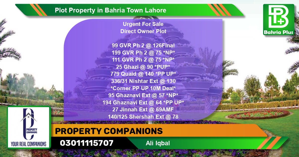 Residential Plot for Sale in Bahria Town, Lahore - (BP-83282)