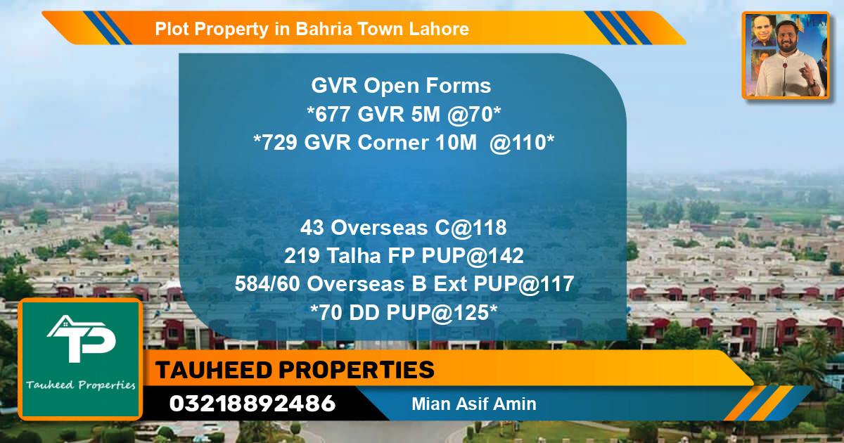 Residential Plot for Sale in Bahria Town, Lahore - (BP-83295)