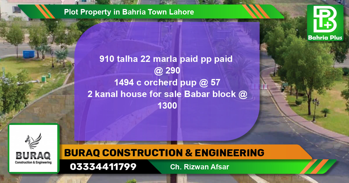 Residential Plot for Sale in Bahria Town, Lahore - (BP-83301)