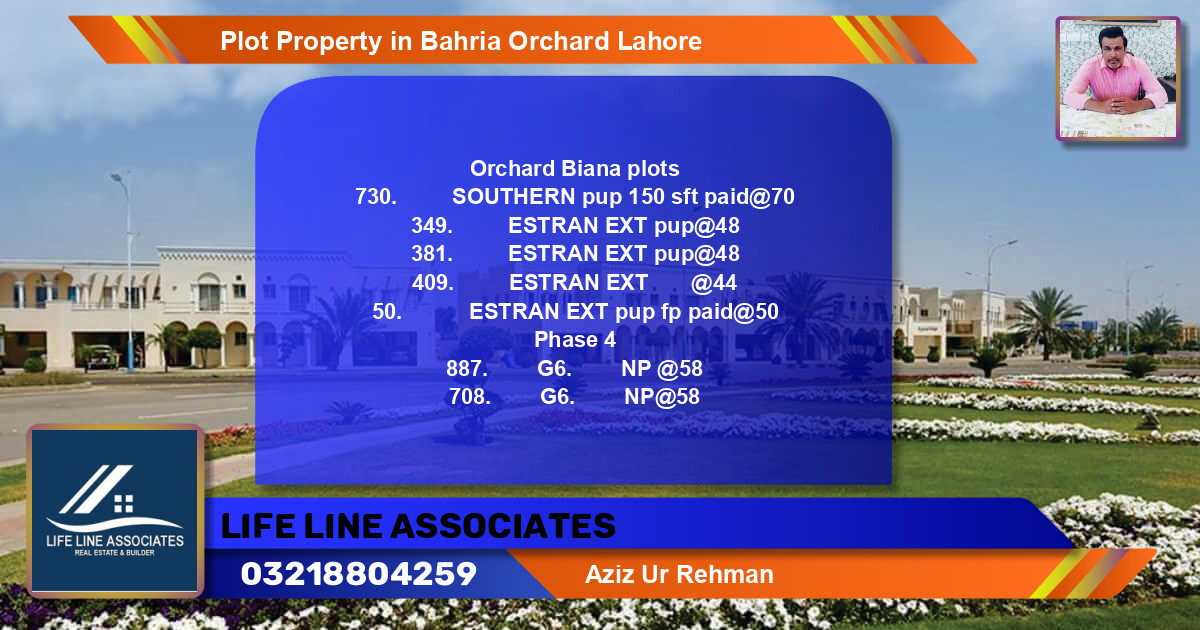 Residential Plot for Sale in Bahria Orchard, Lahore - (BP-83317)
