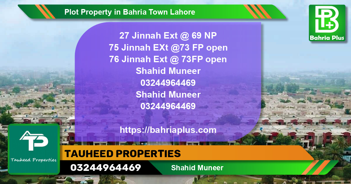 Residential Plot for Sale in Bahria Town, Lahore - (BP-83318)