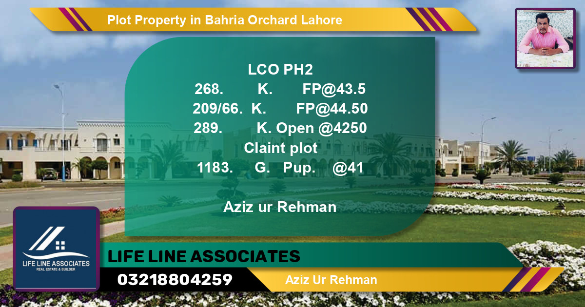 Residential Plot for Sale in Bahria Orchard, Lahore - (BP-83319)