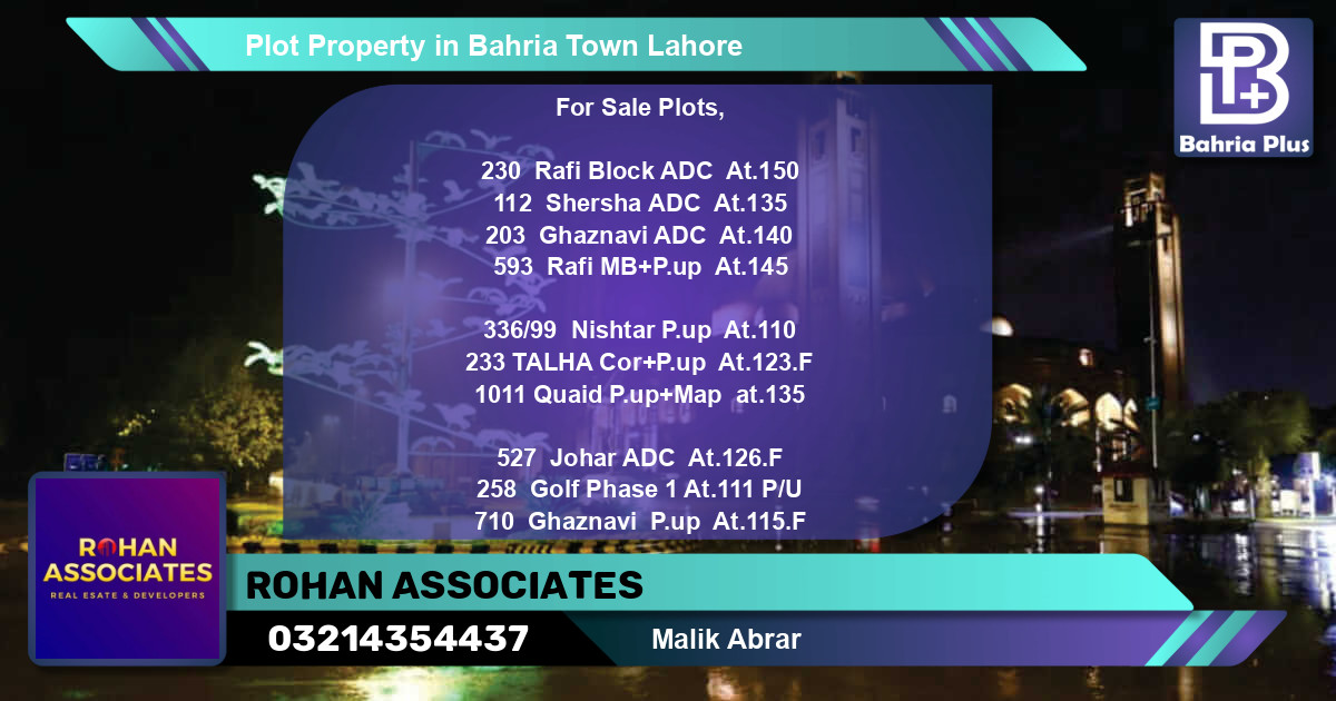Residential Plot for Sale in Bahria Town, Lahore - (BP-83331)