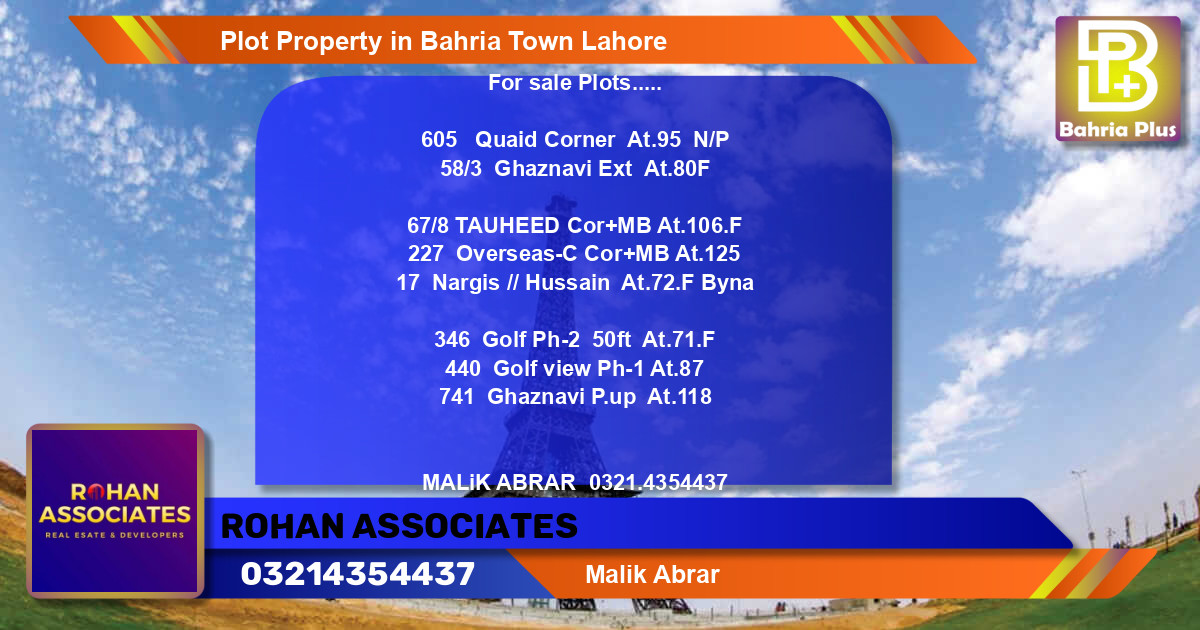 Residential Plot for Sale in Bahria Town, Lahore - (BP-83335)