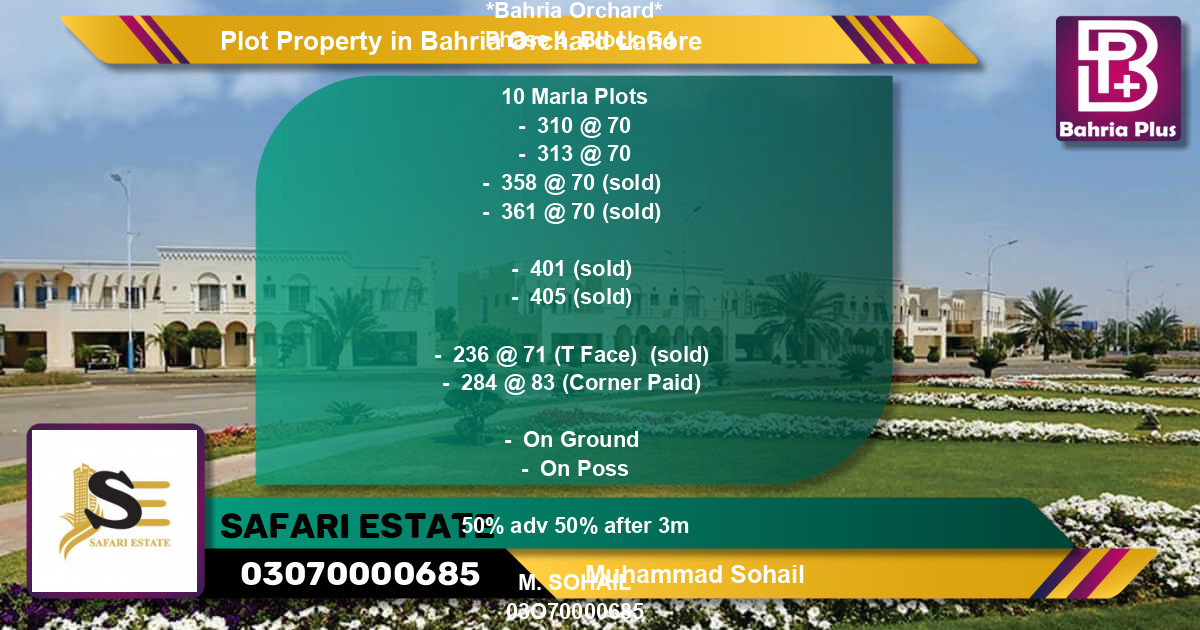 Residential Plot for Sale in Bahria Orchard, Lahore - (BP-83381)
