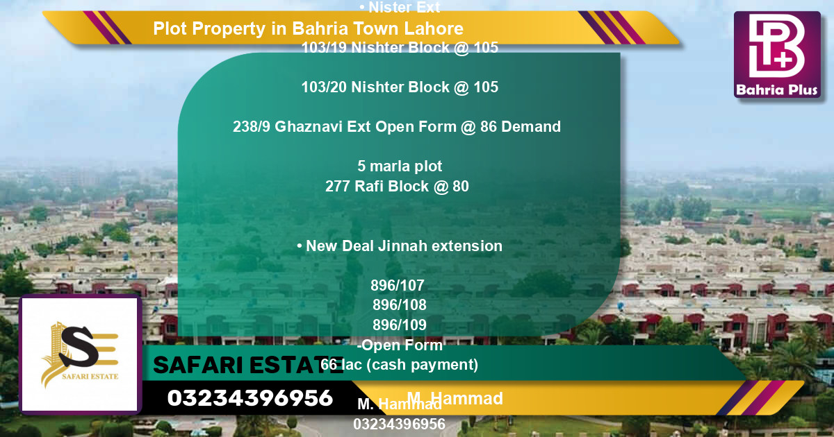 Residential Plot for Sale in Bahria Town, Lahore - (BP-83386)