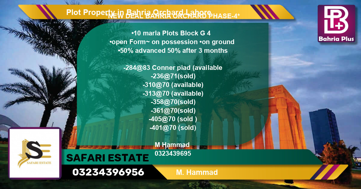Residential Plot for Sale in Bahria Orchard, Lahore - (BP-83389)