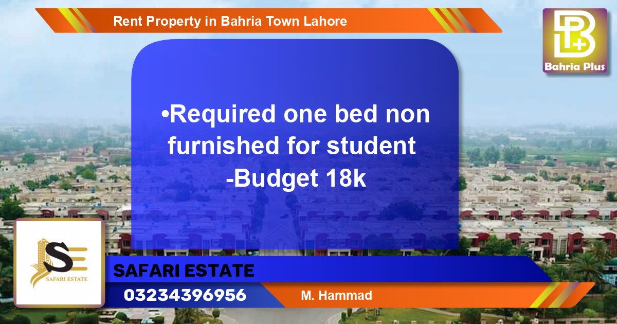 Residential Property for Rent in Bahria Town, Lahore - (BP-83391)