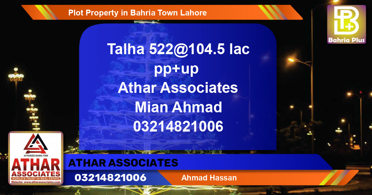 Residential Plot for Sale in Bahria Town, Lahore - (BP-83435)