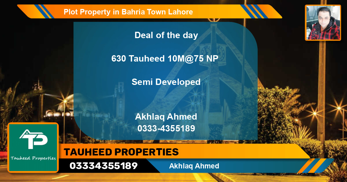 Residential Plot for Sale in Bahria Town, Lahore - (BP-83445)
