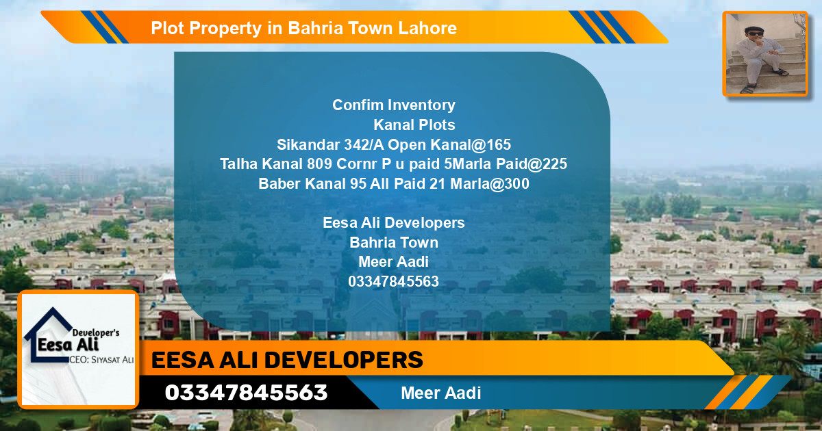 Residential Plot for Sale in Bahria Town, Lahore - (BP-83449)