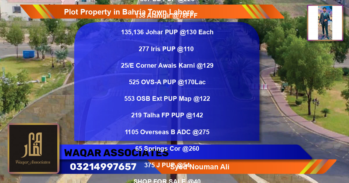 Residential Plot for Sale in Bahria Town, Lahore - (BP-83464)