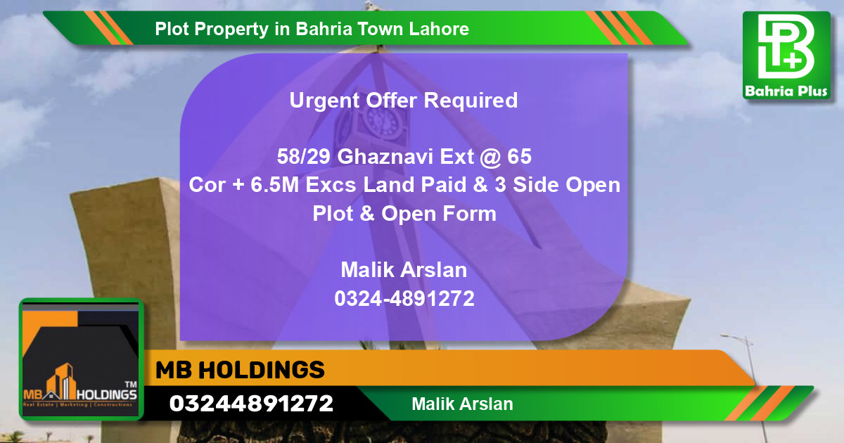 Residential Plot for Sale in Bahria Town, Lahore - (BP-83479)