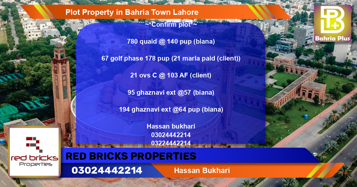Residential Plot for Sale in Bahria Town, Lahore - (BP-83482)
