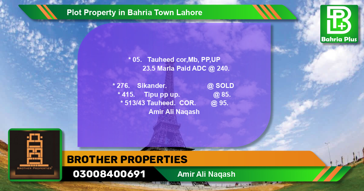 Residential Plot for Sale in Bahria Town, Lahore - (BP-83500)
