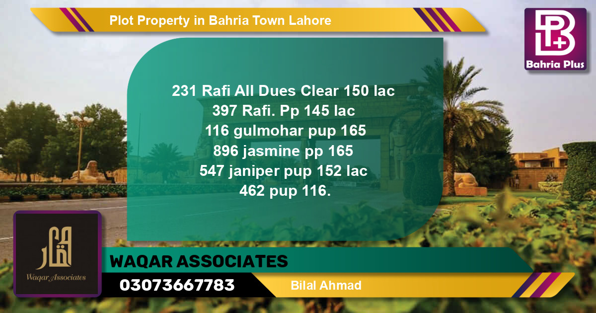 Residential Plot for Sale in Bahria Town, Lahore - (BP-83503)